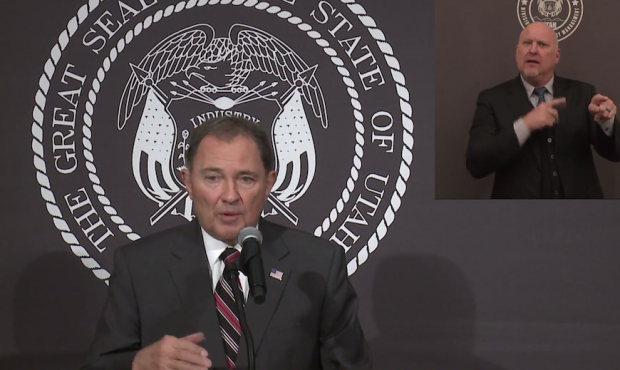 Gov. Gary Herbert speaks during the state's daily COVID-19 press conference on April 24, 2020....