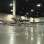 The Utah Division of Emergency Management transformed the Mountain America Expo Center by setting up 260 beds, medical equipment, a pharmacy and a pediatric unit. The expo center will be used as an alternate care site if needed. (Ladd Egan, KSLTV)
