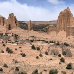 The "cathedrals" of Cathedral Valley are formed from eroded Entrada Sandstone, the same sandstone layer of the arches in Arches National Park. (Credit: NPS/Damian Popovic)