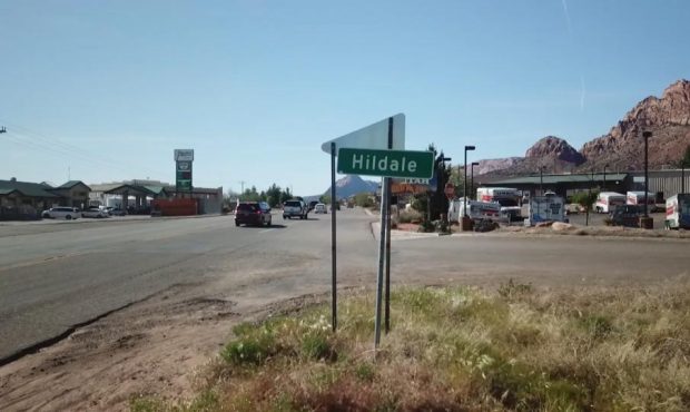 A sign marking the entrance to Hildale in Utah, from Colorado City in Arizona. (FILE)...