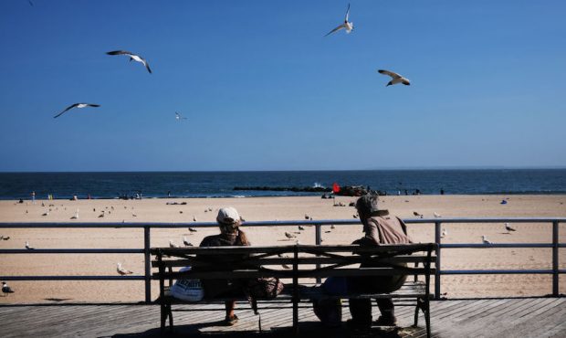 People enjoy a spring afternoon at Brooklyn's Coney Island on May 21, 2020 in New York City. New Yo...