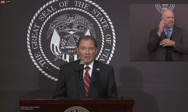 Gov. Gary Herbert speaks at a press conference May 28, 2020...