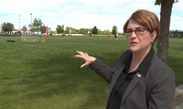 Kaysville Mayor Katie Witt at Barnes Park, where a concert is scheduled at the end of the month....