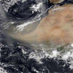 Saharan dust plume, seen by the NOAA-20 satellite on June 17, 2020. (National Oceanic and Atmospheric Administration)