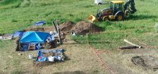 A view of Chad Daybell's property with an excavation for bodies und