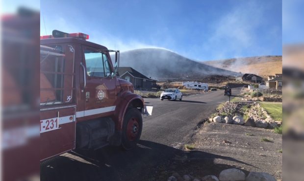 Crews respond to a brush fire in Eagle Mountain. (John Wilson/KSL TV)...