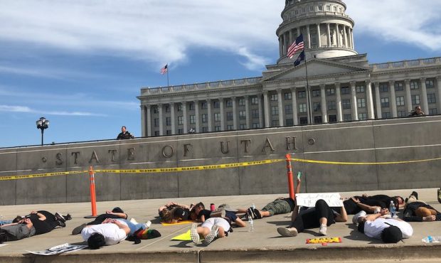 Protesters gathered at the Utah State Capitol Friday morning. (Felicia Martinez/KSL TV)...