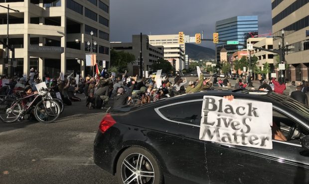 Protesters demonstrate in downtown Salt Lake City on June 8, 2020. (Photo: Andrew Adams, KSL TV)...