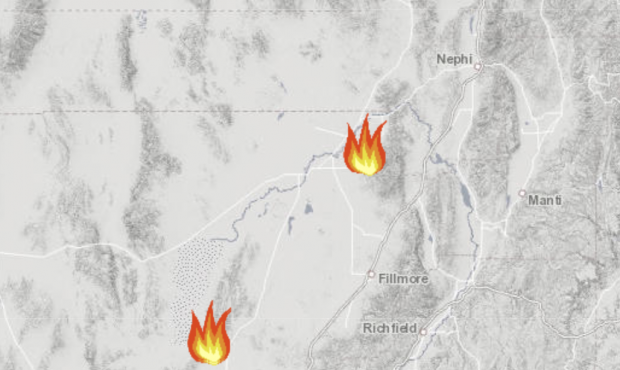 The Canal Fire is burning in northern Millard County while the Antelope and Rock Path fires were bu...