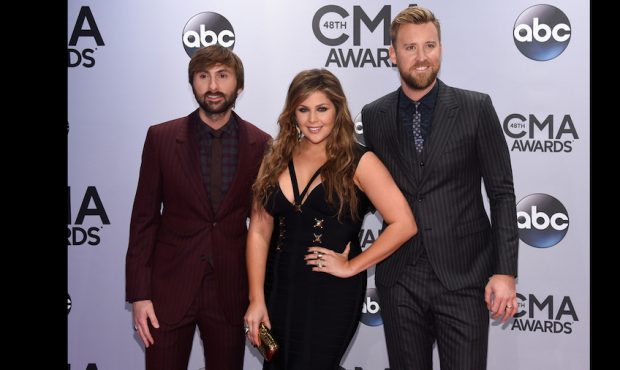 Dave Haywood, Hillary Scott, and Charles Kelley of Lady Antebellum attend the 48th annual CMA Award...