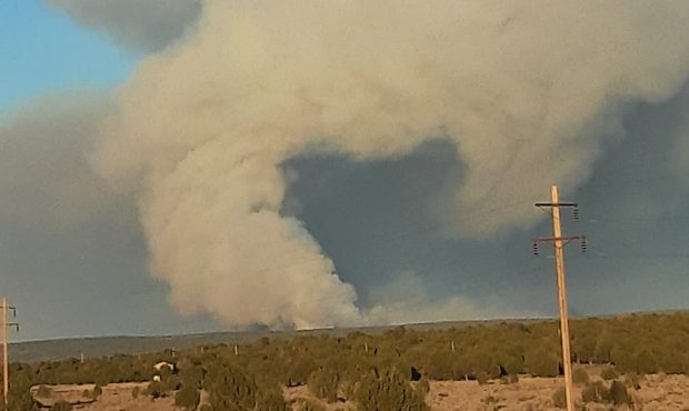 The Pine Hollow Fire burns in Kane County near the Utah-Arizona border on July 30, 2020 (Photo: BLM...