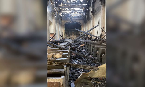 The inside of the church after the fire. (Credit: Steven Wallace)...