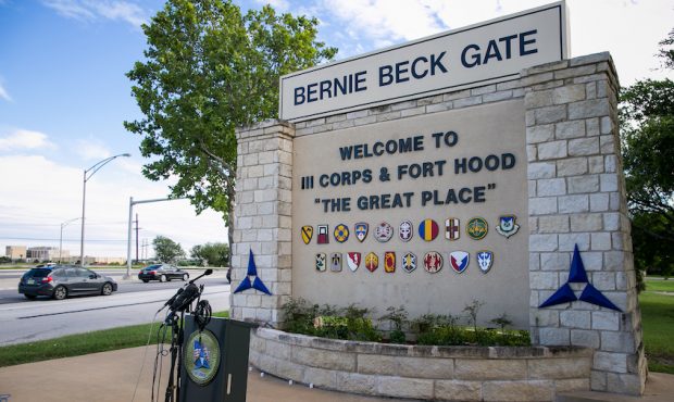 FILE: Media outlets gather outside the Bernie Beck gate at Fort Hood on June 3, 2016 in Fort Hood, ...