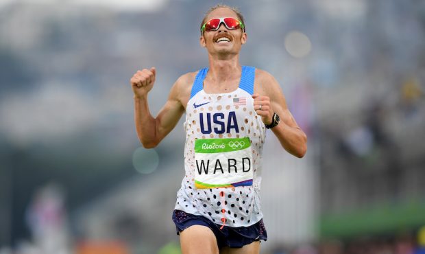 FILE: Jared Ward of the United States competes during the Men's Marathon on Day 16 of the Rio 2016 ...