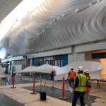 Crews begin final touches on artwork at the new SLC airport.