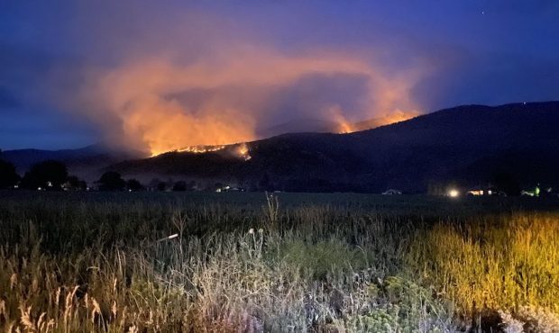 The Big Hollow Fire burns in Wasatch County on July 17, 2020. (Photo: Morgan Wolfe, KSL TV)...