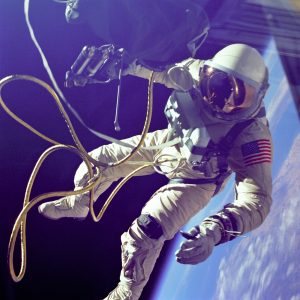 Astronaut Ed White during the first American spacewalk. (NASA)
