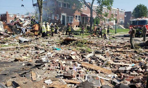A house exploded in Baltimore, Maryland, on Aug. 10, 2020 (Photo: Baltimore County Fire Department)...