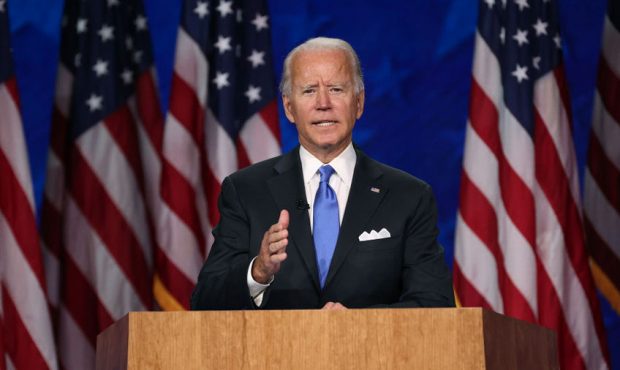 Democratic presidential nominee Joe Biden speaks on the fourth night of the Democratic National Con...