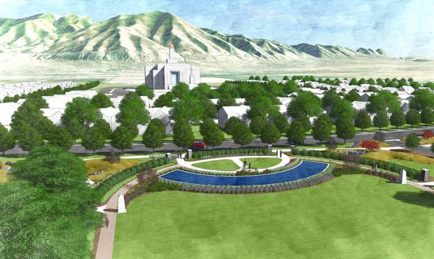 Overhead view of the Pioneer Cemetery, looking east. This is an artist's rendering of a portion of ...