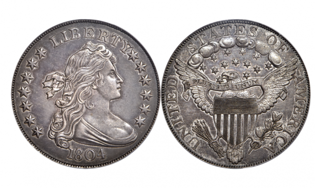 This 1804 Draped Bust Silver Dollar is one of the auctioned coins in the Larry H. Miller collection...