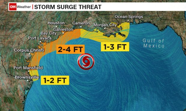 The outer bands of Tropical Storm Beta are lashing the Texas coast. (Courtesy: CNN)...