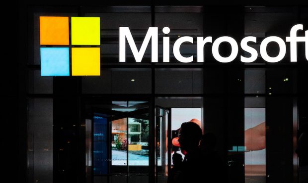 FILE: A signage of Microsoft is seen on March 13, 2020, in New York City. (Photo by Jeenah Moon/Get...