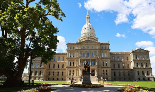 FILE: The Michigan State Capitol building is seen on October 8, 2020 in Lansing, Michigan. (Photo b...