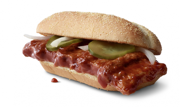 This photo provided by McDonald's shows the McRib sandwich. McDonald’s announced that it was brin...