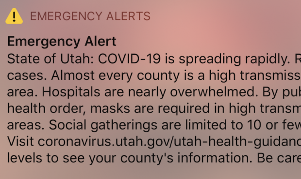 A wireless alert was sent out by the Utah Department of Safety after a record 2,292 COVID-19 cases ...