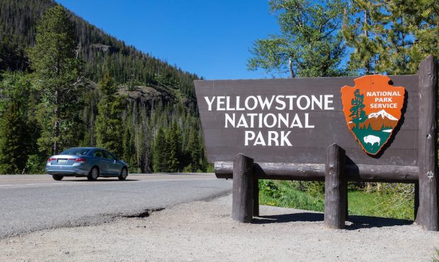FILE: Entrance sign at Yellowstone National Park. (NPS/Jacob W. Frank)...