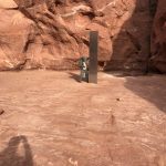 A Department of Public Safety crew spotted a mysterious metallic monolith embedded in the rock in an extremely remote area of wilderness. (Photo: DPS)