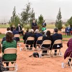 A limited number of guests attend the Red Cliffs Utah Temple groundbreaking ceremony on Saturday, November 7, 2020. Attendance at the event was limited because of the COVID-19 pandemic. (Intellectual Reserve, Inc.)