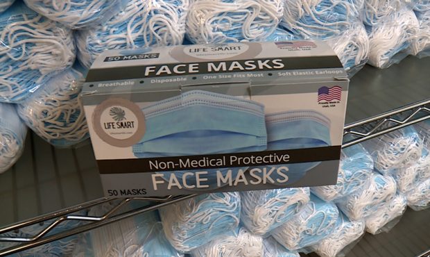 Completed face masks are ready for shipment. (Mike Anderson, KSL TV)...