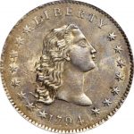 Front 1794 Flowing Hair Silver Dollar Realized $1,050,000(Used by permission from Stacks Bowers Galleries)