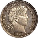 Front 1894-S Barber Dime. Realized $1,440,000 (Used by permission from Stacks Bowers Galleries)