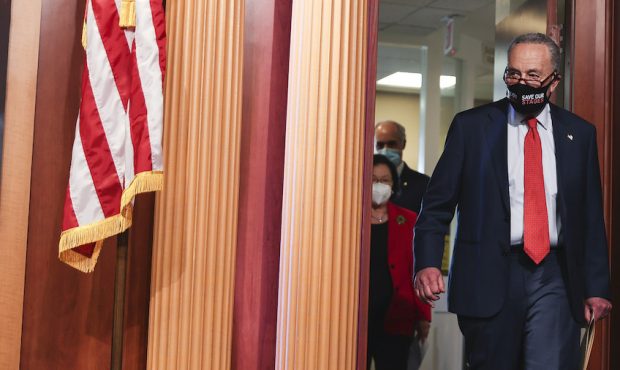 WASHINGTON, DC - DECEMBER 15: Senate Minority Leader Chuck Schumer (D-NY) arrives for a press confe...