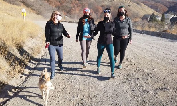 Amber Smith and friends Tiffany Izzat, Regina Gulick and Dawna Francis go hiking. (KSL-TV)...