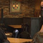 Manuel Gallegos Jr. visits with diners at his restaurant. (Winston Armani, KSL TV)