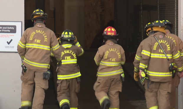 Firefighters respond to a fire at a movie studio in South Salt Lake on Friday. (Derek Petersen, KSL...