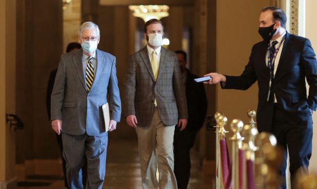 U.S. Senate Majority Leader Mitch McConnell (R-KY) heads to the senate floor on the US Capitol on D...