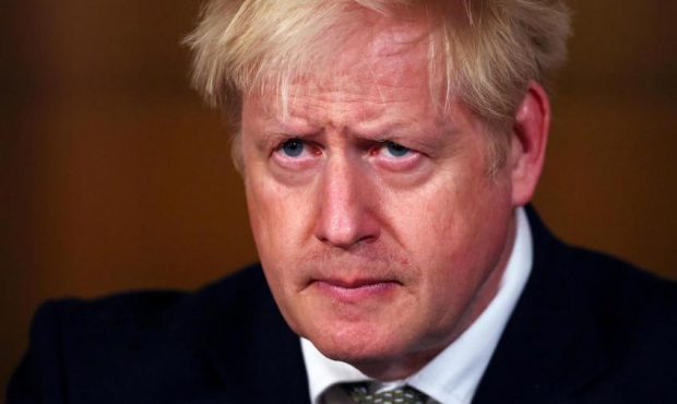 British Prime Minister Boris Johnson addresses the nation during a news conference on the coronavir...