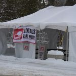 The tent that will serve as a ski rental area in the morning and a dining space in the afternoon (Mike Anderson, KSL TV)