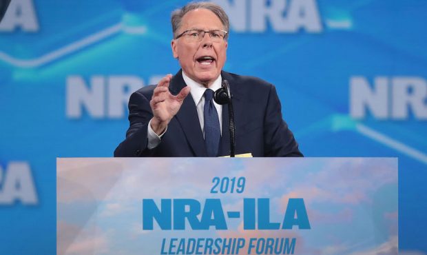 INDIANAPOLIS, INDIANA - APRIL 26: Wayne LaPierre, NRA vice president and CEO, speaks to guests at t...