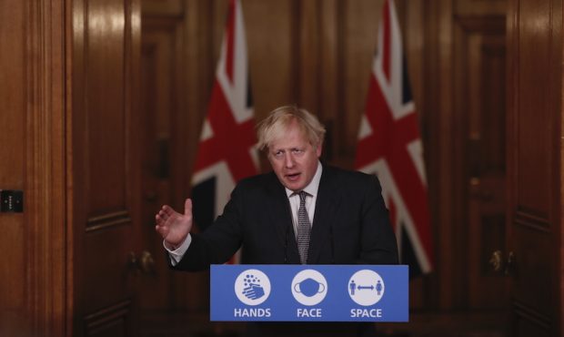 LONDON, ENGLAND - DECEMBER 30: UK Prime Minister Boris Johnson talks at a virtual press conference ...