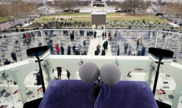 A view from the podium ahead of the inauguration of U.S. President-elect Joe Biden on the West Fron...