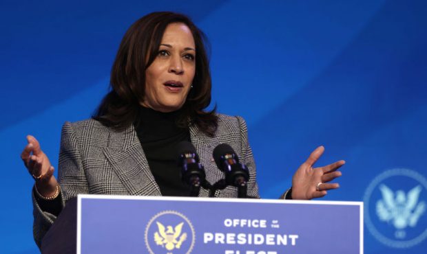 U.S. Vice President-elect Kamala Harris speaks during an announcement January 16, 2021 at the Queen...