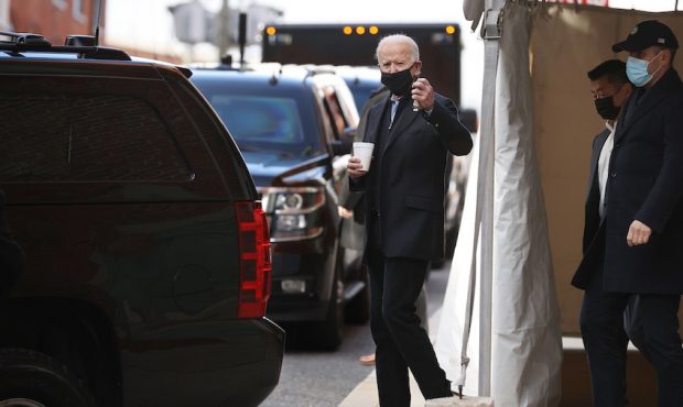 WILMINGTON, DE - JANUARY 18: U.S. President-elect Joe Biden (L) leaves The Queen theater following ...