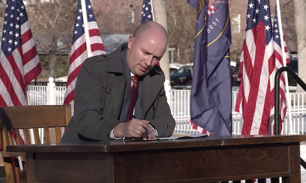 Gov. Spencer Cox signed Executive Order 2021-01 in front of the Territorial Statehouse in Fillmore ...