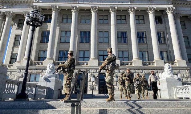 The Utah National Guard secures the Utah Capitol on Jan. 17, 2021 (KSL TV)...